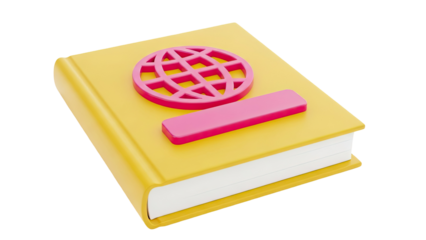 Yellow Book with Globe and Rectangular Icon