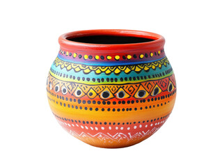 Colorful Painted Ceramic Pot Isolated