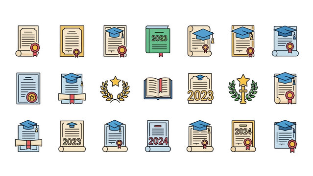 Collection of Certificate and Diploma Icons.