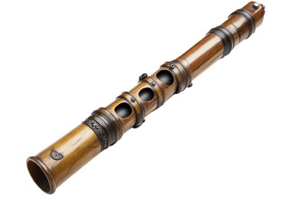 Antique Wooden Flute Isolated on Transparent Background