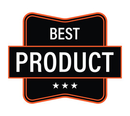 Best Product quality assurance badge with a black shield and orange border featuring three stars for e-commerce and marketing branding