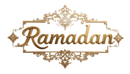 Elegant gold Ramadan greeting with ornate design elements