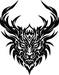 Fototapeta premium Tribal Dragon Head Illustration Design.