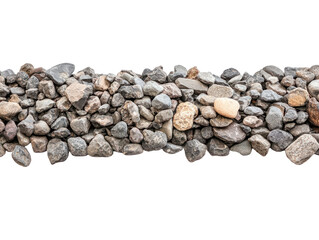 Row of natural stones on transparent background