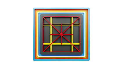 Abstract Geometric Composition with Red, Yellow, and Blue Layers