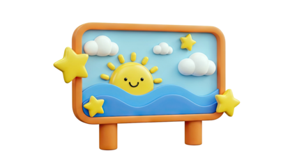 Cheerful Sun and Ocean 3D Illustration
