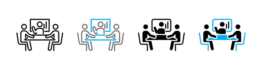 Business meeting and presentation icon, corporate training seminar or workshop concept vector Illustration