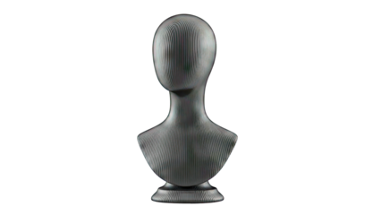 Black Ribbed Bust Mannequin with Base