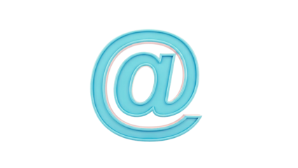 3D Blue At Symbol Isolated on White Background