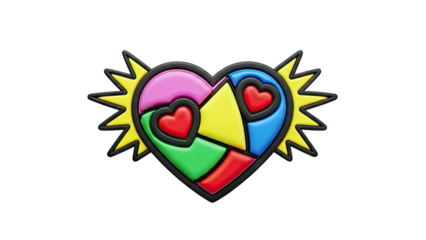 Colorful Heart Puzzle with Sun Rays