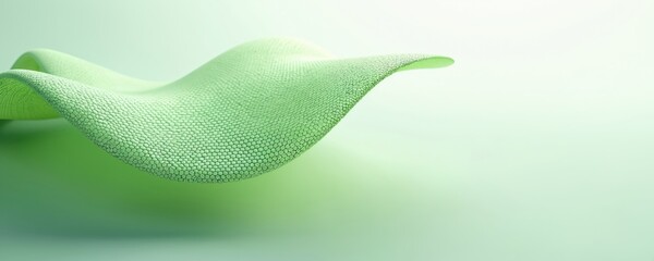 Abstract green wavy surface forms network pattern. Cellular structure ripples, mimics leaf vein. Organic tech background suggests growth, data flow, bio-integration.