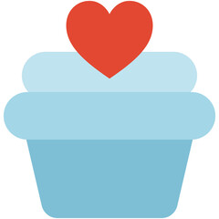 cupcake heart love and valentine icons flat design.