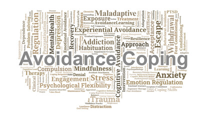 Avoidance Coping Word Cloud. Core Psychological Patterns in Stress and Anxiety Regulation
