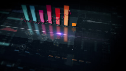 Dynamic data visuals for business info graphics, animated charts, and data-driven insights for a business meeting mock-up. Explore the world of trading, stock exchanges, and crypto