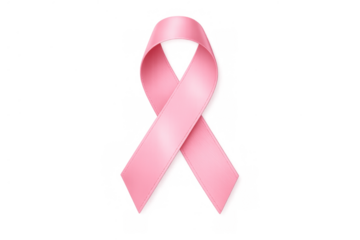 Pink ribbon symbolizing breast cancer awareness month, health, support, hope, and charity, with transparent background