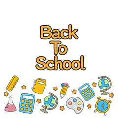 Back To School Horizontal Layout with Cute School Icons Illustration
