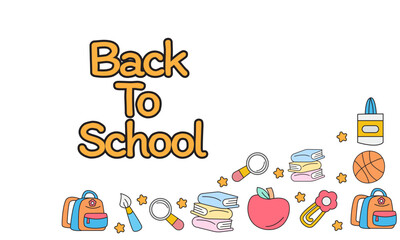 Back To School Top and Bottom Border with Cute School Icons Illustration
