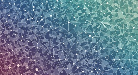 Abstract geometric background pattern featuring connected nodes across a gradient of cool colors