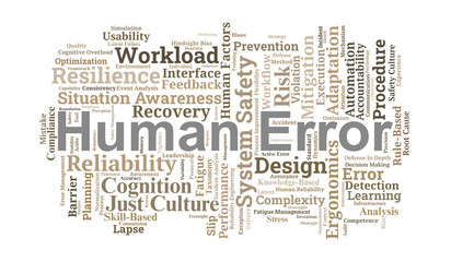 Human Error Word Cloud. Core Concepts in Human Factors and Resilience