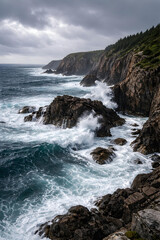 Obraz premium waves crashing on a rock