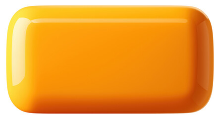 3d glossy orange rounded rectangle button isolated on transparent background.