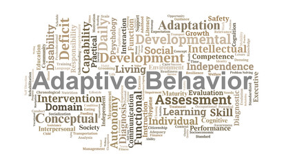 Adaptive Behavior Word Cloud. Core Concepts of Independent Living and Developmental Skills