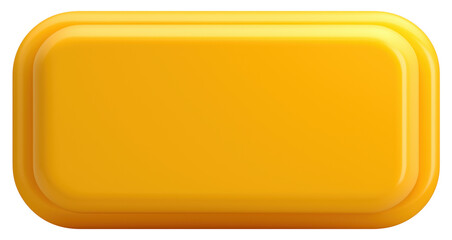 Yellow 3d cartoon glossy rounded rectangle button isolated on transparent background.