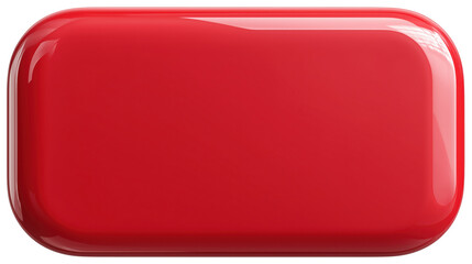 Red 3d cartoon glossy rounded rectangle button isolated on transparent background.