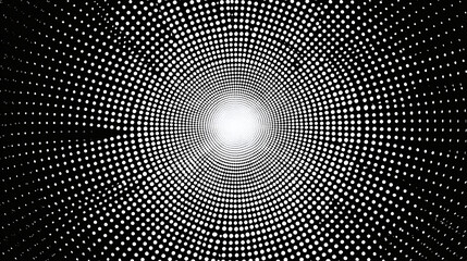 A mesmerizing tunnel of dots leading to a bright light, creating a sense of depth and focus