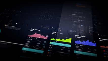 Dynamic data visuals for business info graphics, animated charts, and data-driven insights for a business meeting mock-up. Explore the world of trading, stock exchanges, and crypto