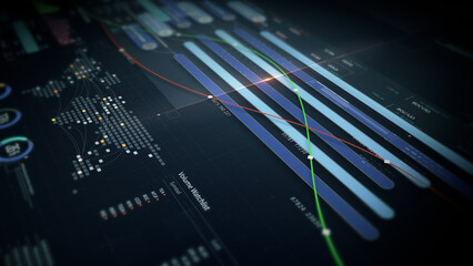 Dynamic data visuals for business info graphics, animated charts, and data-driven insights for a business meeting mock-up. Explore the world of trading, stock exchanges, and crypto