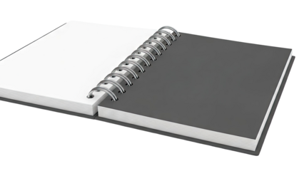 Open Spiral Bound Notebook with Blank White and Gray Pages