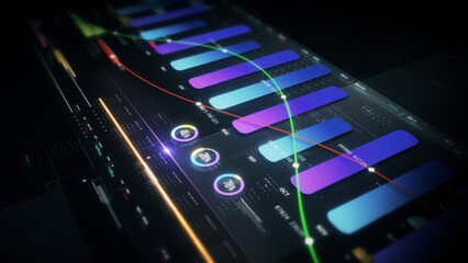 Dynamic data visuals for business info graphics, animated charts, and data-driven insights for a business meeting mock-up. Explore the world of trading, stock exchanges, and crypto