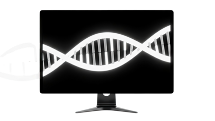 DNA helix displayed on a computer monitor