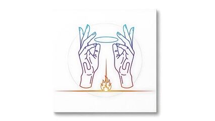 A vibrant illustration of two hands holding a glowing orb with flames rising with colorful