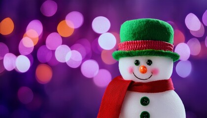 Cute Snowman With Red Scarf And Hat Near Christmas Tree In Snow For Holiday Greetings Banner