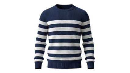 Navy and White Striped Crew Neck Sweater