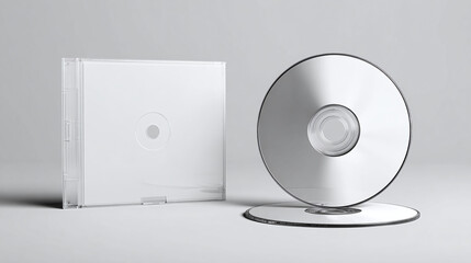 A close-up shot of CD and its case. Two CDs are stacked on each other next to the case. 