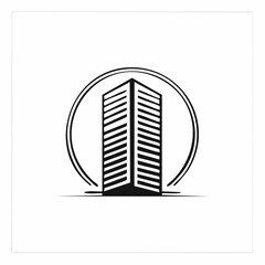 Minimalist Building Logo Design with Geometric Circle Element and Modern Architecture