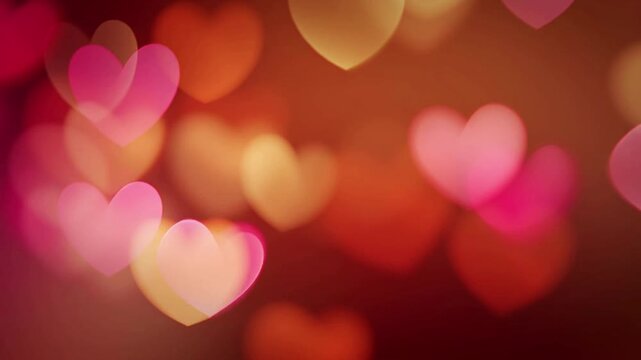 Floating heart bokeh lights, romantic abstract background