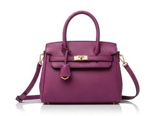 Elegant purple leather handbag with gold accents