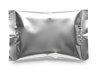 Shiny foil packaging bag isolated on white background