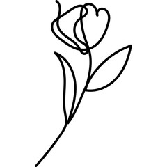 Flat Flower Line Art