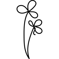Flat Flower Line Art