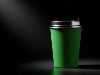 Eco-friendly green reusable coffee cup with lid