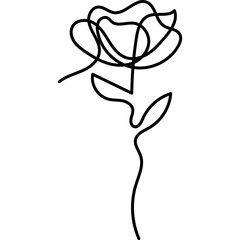 Flat Flower Line Art