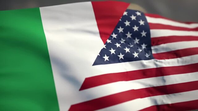 A dual flag image, part Italy, part US, rippling in the breeze