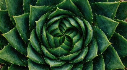 Obraz premium Close-Up View of Green Succulent Plant with Spiral Petals and Texture