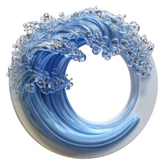 Abstract Water Wave In Circle Frame On White.  Cool, Refreshing, And Modern!