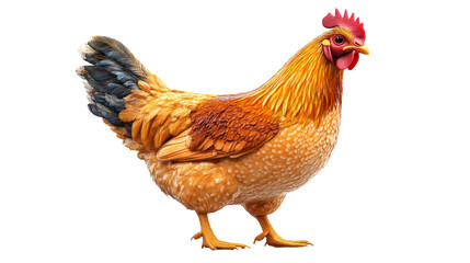 Standing Chicken. Isolated On White.